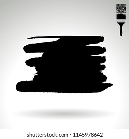 Black brush stroke and texture. Grunge vector abstract hand - painted element. Underline and border design.