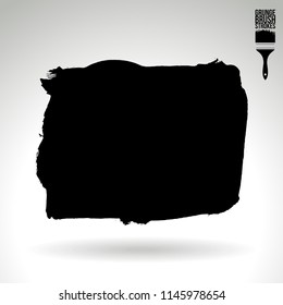 Black brush stroke and texture. Grunge vector abstract hand - painted element. Underline and border design.