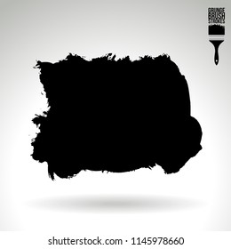 Black brush stroke and texture. Grunge vector abstract hand - painted element. Underline and border design.