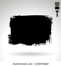 Black brush stroke and texture. Grunge vector abstract hand - painted element. Underline and border design.