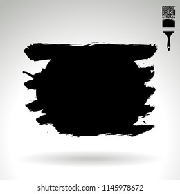 Black brush stroke and texture. Grunge vector abstract hand - painted element. Underline and border design.