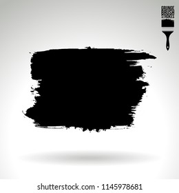 Black brush stroke and texture. Grunge vector abstract hand - painted element. Underline and border design.