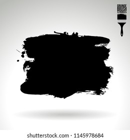 Black brush stroke and texture. Grunge vector abstract hand - painted element. Underline and border design.