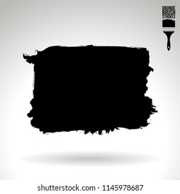 Black brush stroke and texture. Grunge vector abstract hand - painted element. Underline and border design.