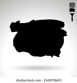 Black brush stroke and texture. Grunge vector abstract hand - painted element. Underline and border design.