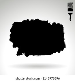 Black brush stroke and texture. Grunge vector abstract hand - painted element. Underline and border design.