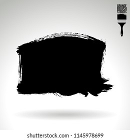 Black brush stroke and texture. Grunge vector abstract hand - painted element. Underline and border design.