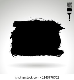 Black brush stroke and texture. Grunge vector abstract hand - painted element. Underline and border design.