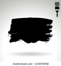 Black brush stroke and texture. Grunge vector abstract hand - painted element. Underline and border design.