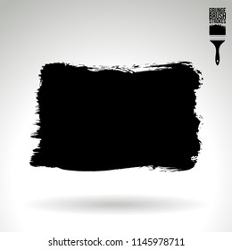 Black brush stroke and texture. Grunge vector abstract hand - painted element. Underline and border design.