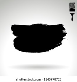 Black brush stroke and texture. Grunge vector abstract hand - painted element. Underline and border design.