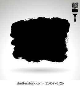 Black brush stroke and texture. Grunge vector abstract hand - painted element. Underline and border design.