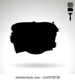 Black brush stroke and texture. Grunge vector abstract hand - painted element. Underline and border design.