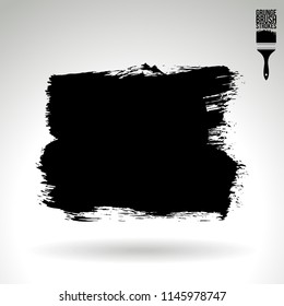 Black brush stroke and texture. Grunge vector abstract hand - painted element. Underline and border design.