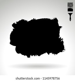 Black brush stroke and texture. Grunge vector abstract hand - painted element. Underline and border design.