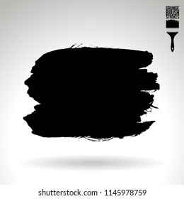 Black brush stroke and texture. Grunge vector abstract hand - painted element. Underline and border design.