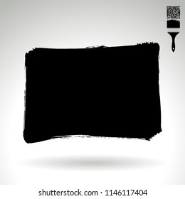 Black brush stroke and texture. Grunge vector abstract hand - painted element. Underline and border design.