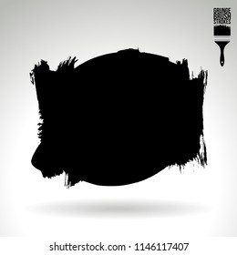 Black brush stroke and texture. Grunge vector abstract hand - painted element. Underline and border design.