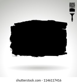 Black brush stroke and texture. Grunge vector abstract hand - painted element. Underline and border design.