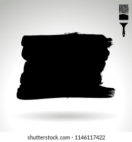 Black brush stroke and texture. Grunge vector abstract hand - painted element. Underline and border design.