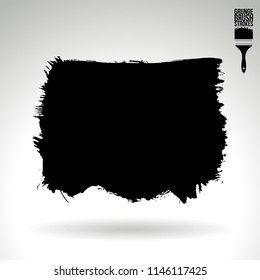 Black brush stroke and texture. Grunge vector abstract hand - painted element. Underline and border design.
