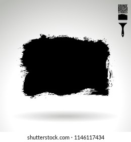 Black brush stroke and texture. Grunge vector abstract hand - painted element. Underline and border design.