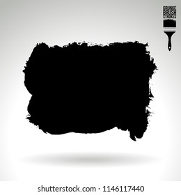 Black brush stroke and texture. Grunge vector abstract hand - painted element. Underline and border design.
