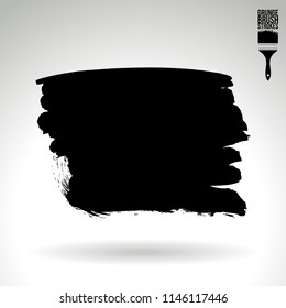 Black brush stroke and texture. Grunge vector abstract hand - painted element. Underline and border design.