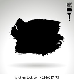 Black brush stroke and texture. Grunge vector abstract hand - painted element. Underline and border design.