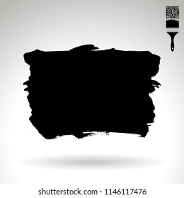Black brush stroke and texture. Grunge vector abstract hand - painted element. Underline and border design.