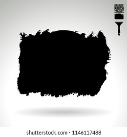 Black brush stroke and texture. Grunge vector abstract hand - painted element. Underline and border design.