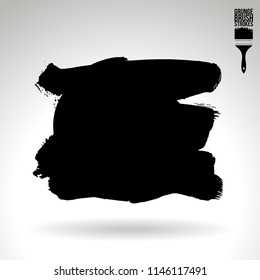 Black brush stroke and texture. Grunge vector abstract hand - painted element. Underline and border design.