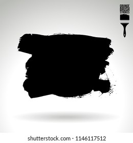 Black brush stroke and texture. Grunge vector abstract hand - painted element. Underline and border design.