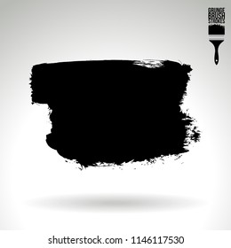 Black brush stroke and texture. Grunge vector abstract hand - painted element. Underline and border design.