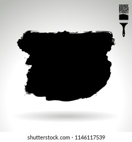 Black brush stroke and texture. Grunge vector abstract hand - painted element. Underline and border design.