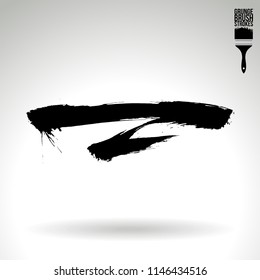 Black brush stroke and texture. Grunge vector abstract hand - painted element. Underline and border design.