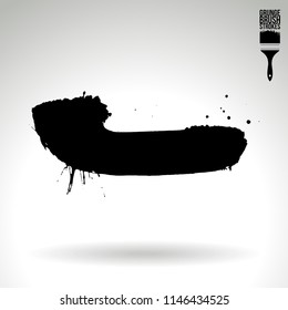 Black brush stroke and texture. Grunge vector abstract hand - painted element. Underline and border design.