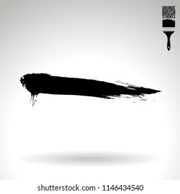 Black brush stroke and texture. Grunge vector abstract hand - painted element. Underline and border design.