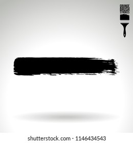Black brush stroke and texture. Grunge vector abstract hand - painted element. Underline and border design.