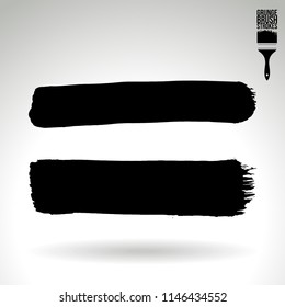Black brush stroke and texture. Grunge vector abstract hand - painted element. Underline and border design.