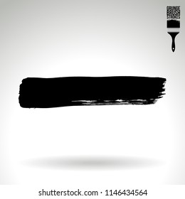 Black brush stroke and texture. Grunge vector abstract hand - painted element. Underline and border design.