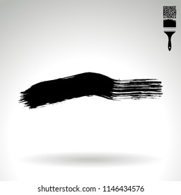 Black brush stroke and texture. Grunge vector abstract hand - painted element. Underline and border design.