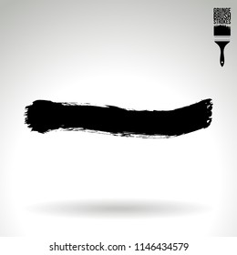 Black brush stroke and texture. Grunge vector abstract hand - painted element. Underline and border design.