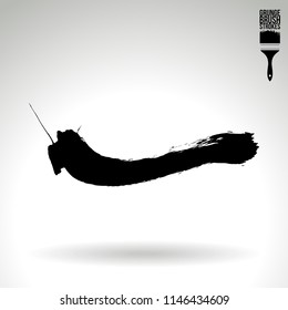 Black brush stroke and texture. Grunge vector abstract hand - painted element. Underline and border design.