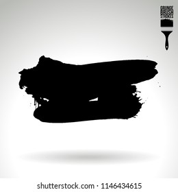 Black brush stroke and texture. Grunge vector abstract hand - painted element. Underline and border design.