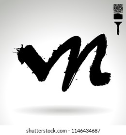 Black brush stroke and texture. Grunge vector abstract hand - painted element. Underline and border design.
