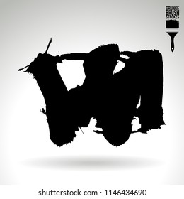 Black brush stroke and texture. Grunge vector abstract hand - painted element. Underline and border design.