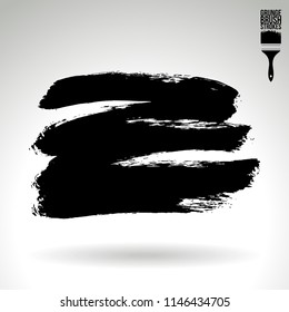 Black brush stroke and texture. Grunge vector abstract hand - painted element. Underline and border design.