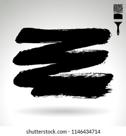 Black brush stroke and texture. Grunge vector abstract hand - painted element. Underline and border design.