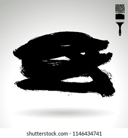 Black brush stroke and texture. Grunge vector abstract hand - painted element. Underline and border design.